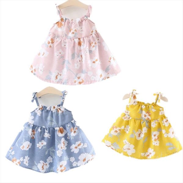 

summer baby girls sweet girl dresses suspender fashion floral korean princess toddler sleeveless clothes, Red;yellow