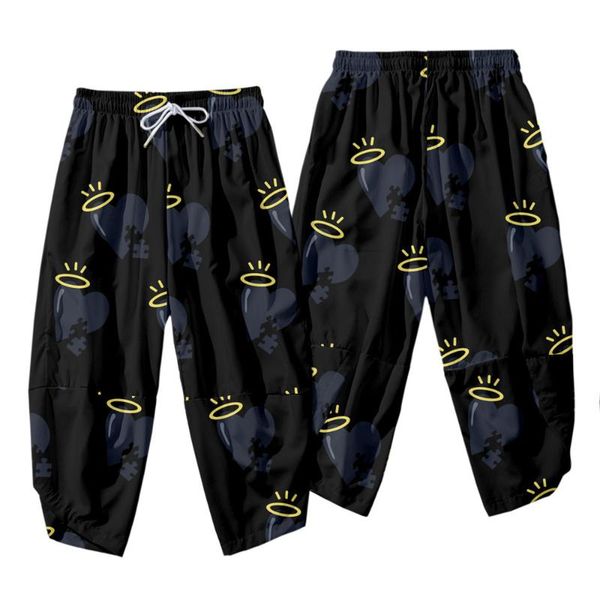 

men's pants black print elastic waist trousers male casual loose harem clothing sweatpants oversize 6xl