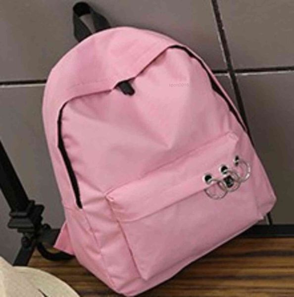 HBP não sólida Cana-de-sólida q Três anel de ferro Backpack Korean Fashion Saco feminino Feminino Simple Student School Computador BO DZDU