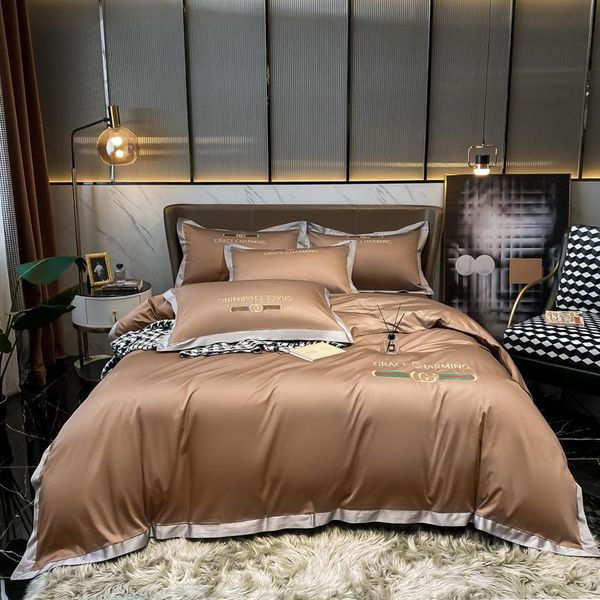 

high end premium 1000tc egyptian cotton reverisible duvet cover  king 4pcs luxury soft bedding set bed sheet pillowcases sets