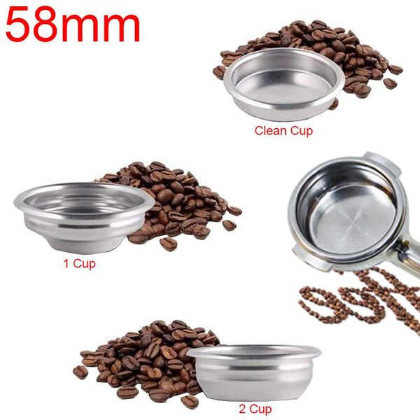 

coffee filters 304 stainless steel non pressurized filter 58mm basket 1/2/clean cup triple portafilter