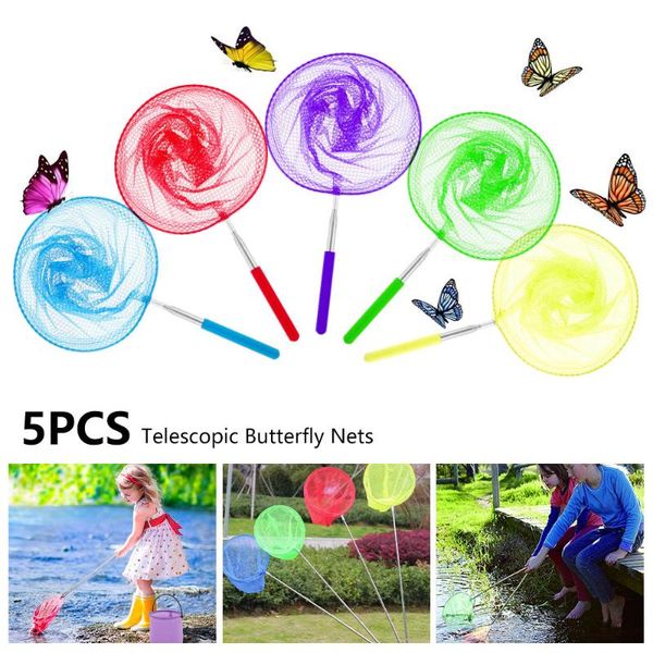 

fishing accessories 5 pcs butterfly nets insect catching with folding bucket colored bug