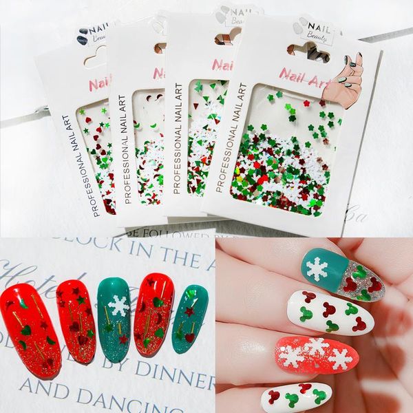 

nail art decorations 5g colorful christmas tree snowflake decoration mixed diy manicures glitter sequins flakes accessories, Silver;gold