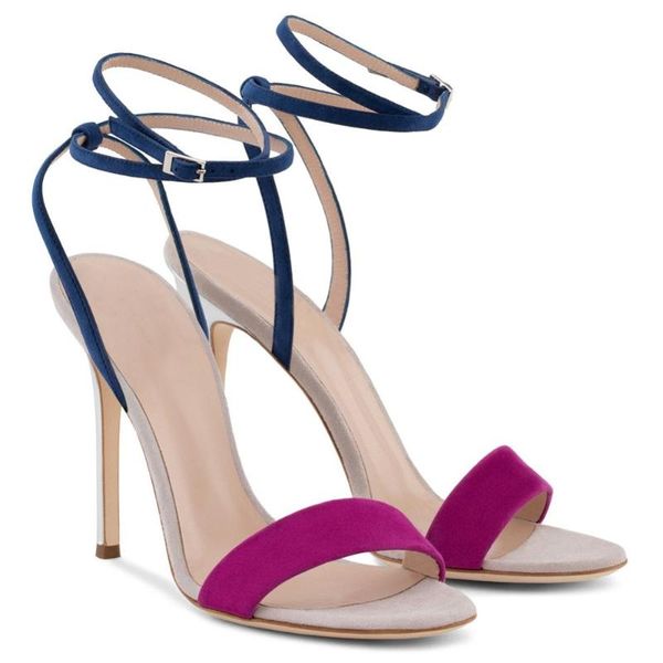 

sandals women contrast color lace up open toe cross tied ankle strap pumps high heel stiletto slingback for dress party, Black