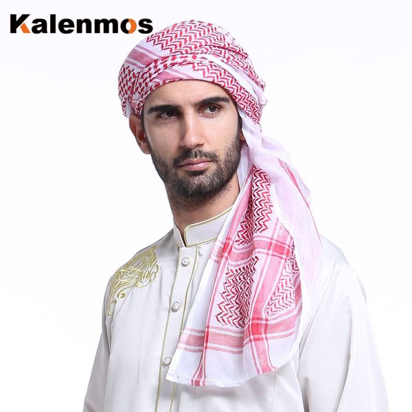 

muslim hijab scarf man multifunction head scarf bandana islamic palestine military adjustable plaid shawl keffiyeh shemagh, Red