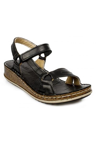 

leather black female sandals