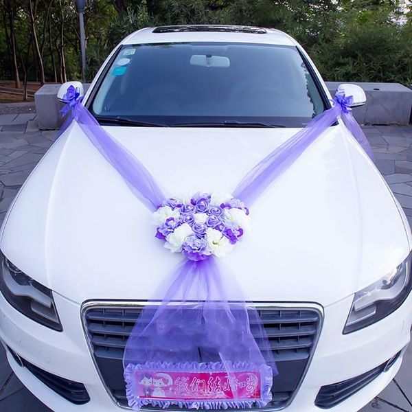 

decorative flowers & wreaths purple/pink/red wedding car artificial diy silk flower valentine's day fake sets wreath party decoration