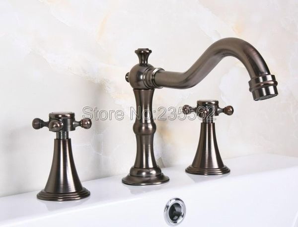 

bathroom sink faucets brown bronze widespread basin faucet 3 holes tub dual handle mixer tap lnf442