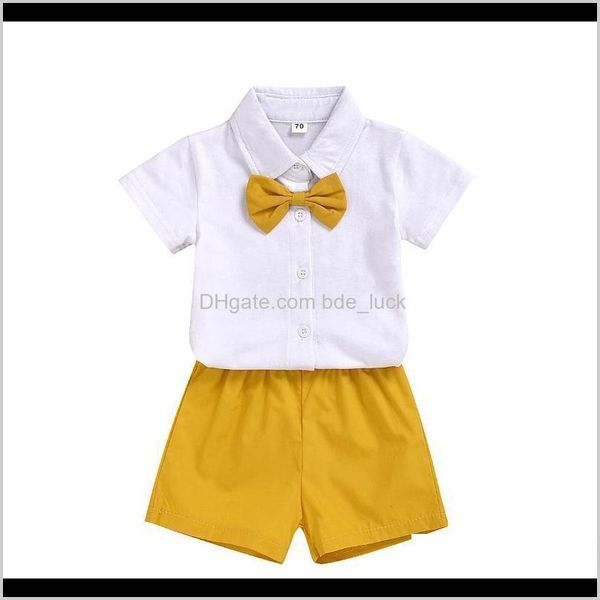 Setleri Bebek Bebek, MaternityFashion Erkek Giyim Yaz Boy Set Beyler Çocuklar Suit Beyaz Gömlek + Şort 2 adet Bırak Teslimat 2021 LDSRH