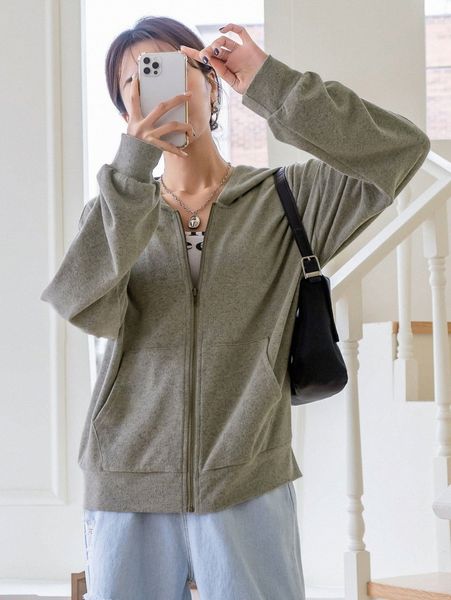 

dazy zip up drop shoulder hoodie x1au#, White;black