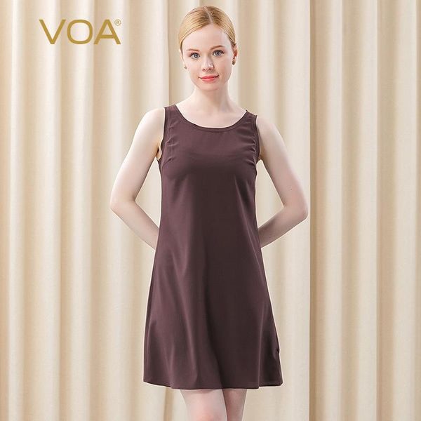 

casual dresses voa silk round-neck sleeveless multi-color optional loose waist light breathable home bottom vest dress dj5, Black;gray