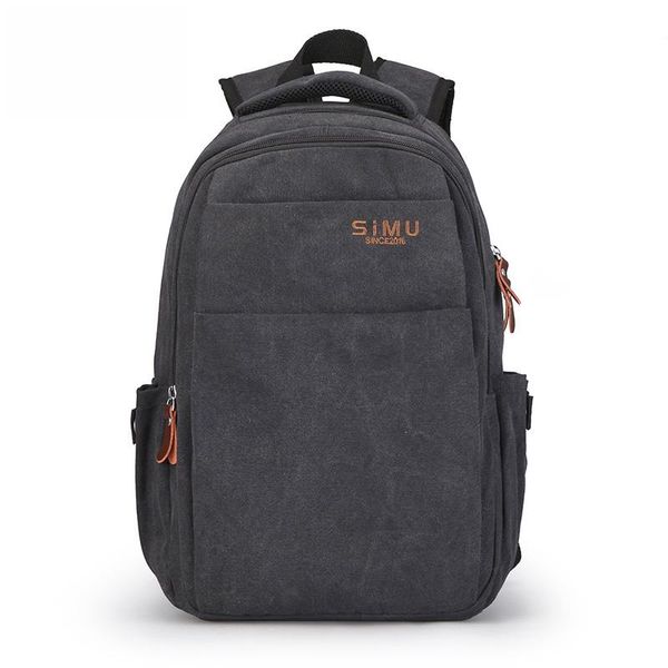 

backpack men male canvas gray casual rucksacks 15inch lapbackpacks college student school bag