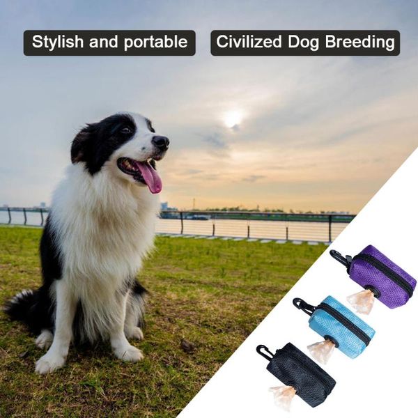 

dog travel & outdoors portable zipper pet puppy poop pick-up bags garbage bag storage holder hook pouch waste dispenser supplies multicolor