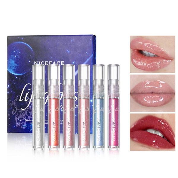 

lip gloss 6pcs natural high lipstick long lasting moisturizing nourishing reduce lips lines plumping serum oil care