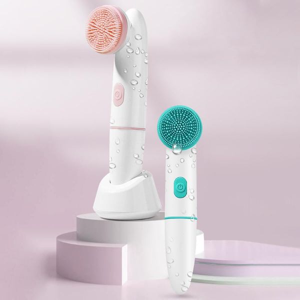 

electric face cleansing brush for facial skin care wash sonic vibration massage tool 2 in 1 acne pore blackhead silicone cleaner party favor
