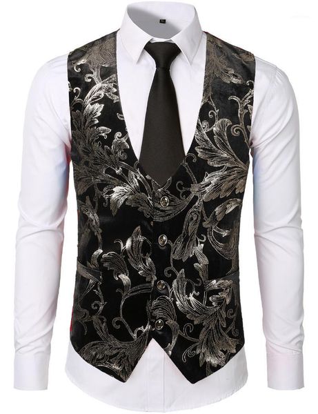 

men's vests ouma casual single-breasted vest-style bronze design costume vest, Black;white