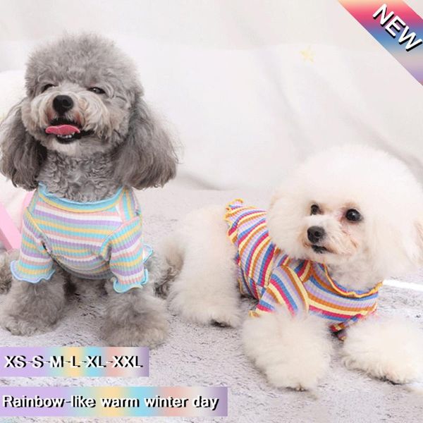 

dog apparel striped cute pet clothes puppy vest t-shirt shirt rainbow pajamas cat winter summer casual vests small dogs#45