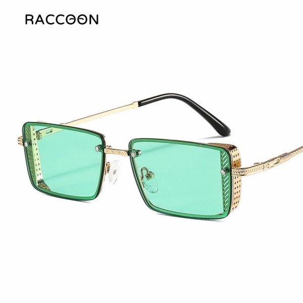 

sunglasses 2021 fashion rectangle women men hollow lens decorative alloy frame color uv400 punk brand designer trend luxury, White;black