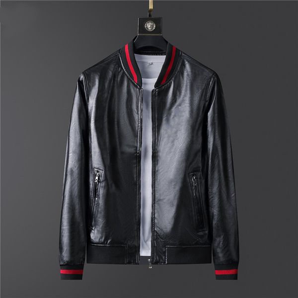 

jacket jackets tiger head man-made leather men's zipper slim fit short hip-hop leisure outdoor sports designer motorcycle coat motorcyc, Black