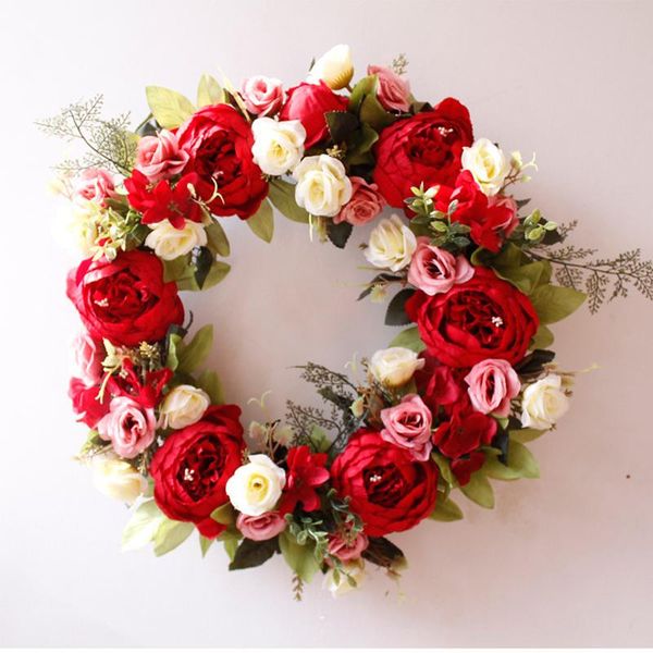 

decorative flowers & wreaths door wreath fake rose artificial garland for wedding home party decoration shop window decorations in autumn