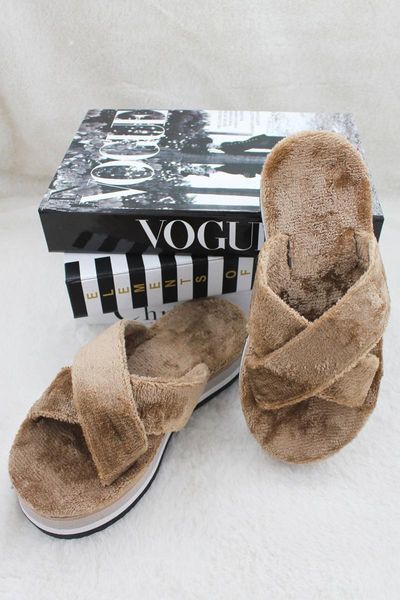 

slippers plush cross home slipper, Black