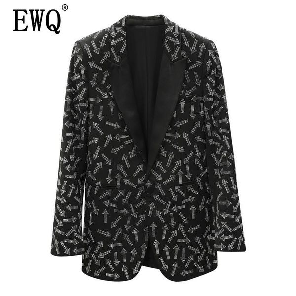 

women's suits & blazers [ewq] 2021 summer styles fashion women clothes suit thin heavy rivet notched collar single blazer femal, White;black