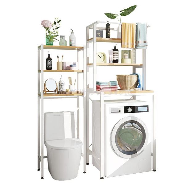 

hooks & rails wrought iron shelf wood washing machine toilet partition floor bathroom storage rack