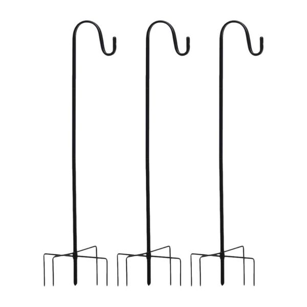 

hooks & rails 3pcs iron shepherd hook garden in-ground decor outdoor flower basket