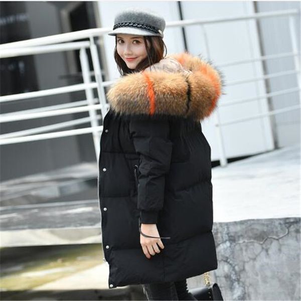 

women's down & parkas 90% white duck coats female winter jackets women large fur collar hooded thick parka plus size 5xl 6mxa, Black