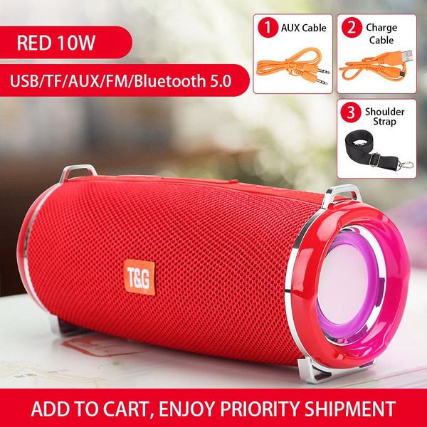 

portable bluetooth speaker box stereo high power 10w fm radio music subwoofer boombox aux usb bleutooth speakers led loudspeaker