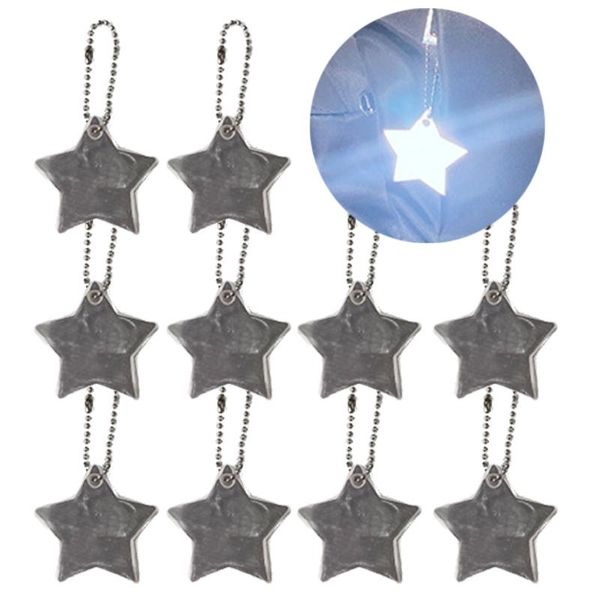 

keychains 10pcs child safety reflectors keyrings reflective stars safe reflector 875b, Silver