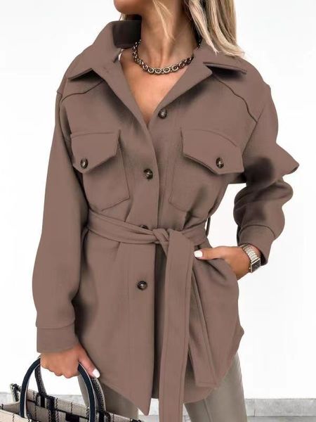 

women's wool & blends sashes jackets parka oversize shirt coats femme outerwear bf long sleeve black coat trf 2021 autumn streetwear