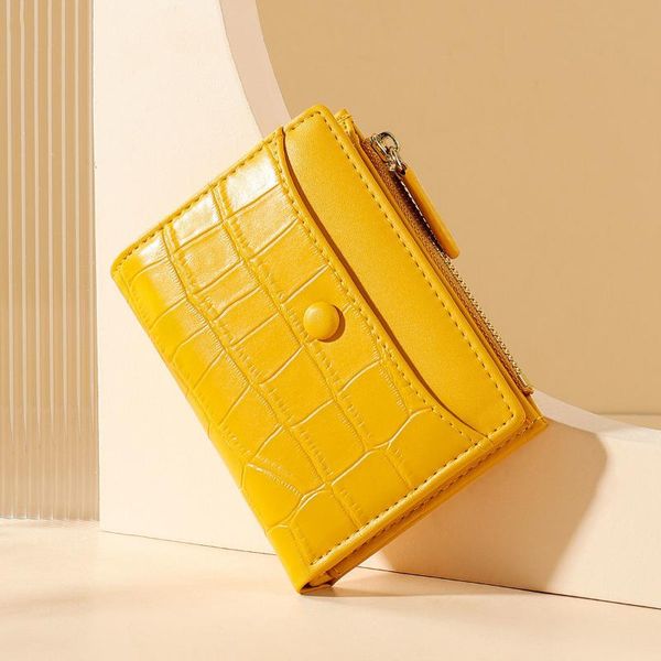 

purse 2021 crocodile pattern bright leather women's wallet short european and american ins multi card zipper zero female, White