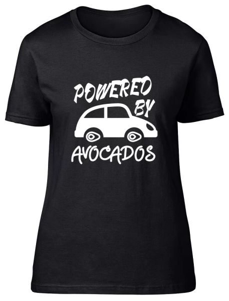 

powered by avacados womens ladies fitted t-shirt tee, White;black
