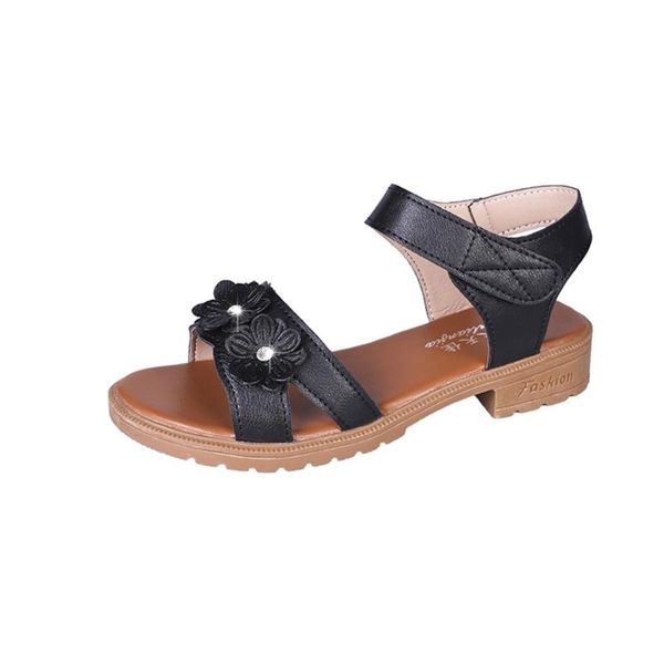

summer thick-bottomed word casual fish mouth sandals wild student flower female fashion, Black