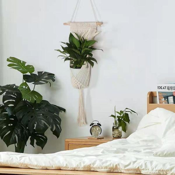 

decorative objects & figurines style bohemian tapestry hand-woven hanging basket home plant net bag pendant living room balcony decoration
