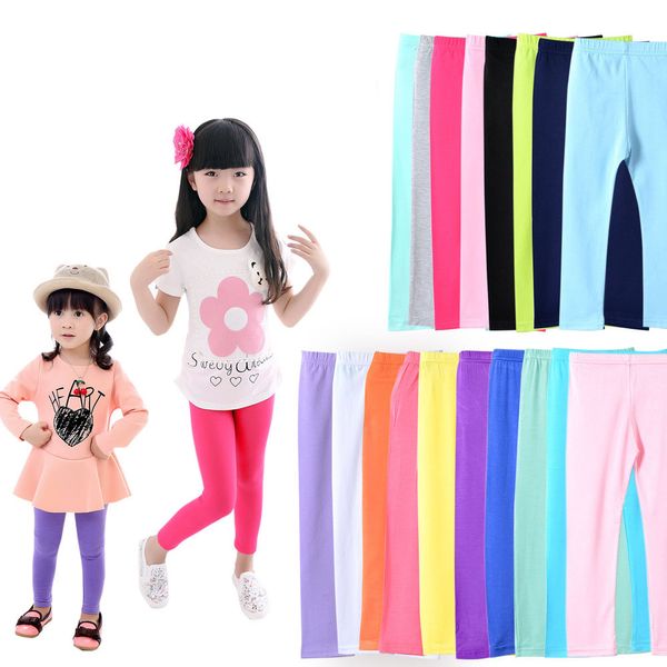 Mode Candy Farbe Mädchen Leggings Geerntete Hose Mädchen Dünne Hosen Weiche Elastische Modale Baumwolle Kinder Strumpfhosen M3865