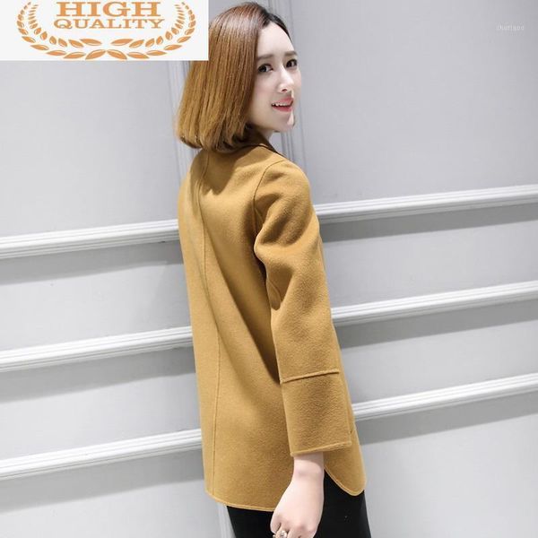

double side 100% wool coat autumn winter jacket women long woolen coats and jackets clothes 2021 abrigo mujer kj women's & blends, Black