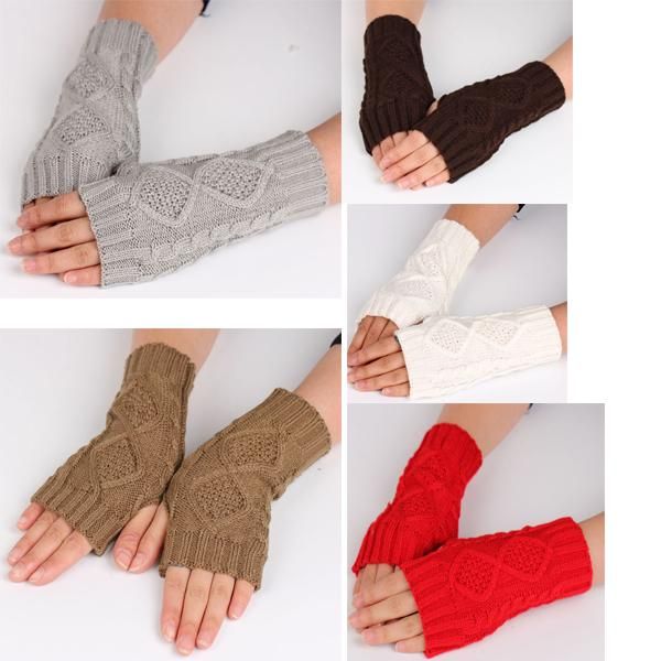 

fingerless gloves winter arm warmer elbow long mitten knitted soft, Blue;gray