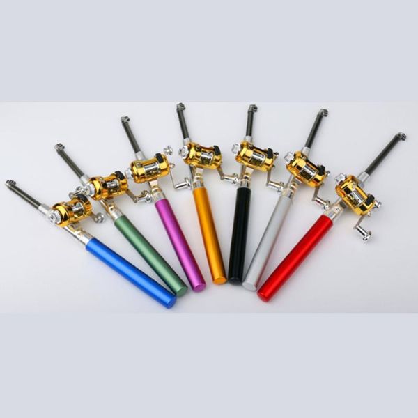 

fishing accessories portable pocket mini rod pole pen shape folded with reel wheel for outdoor river lake