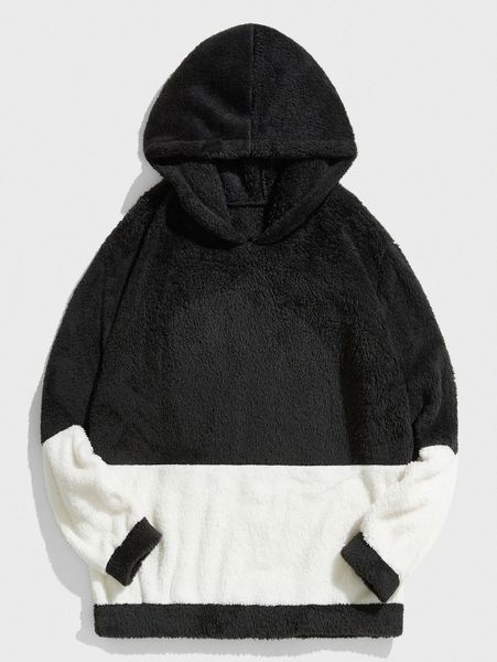 

men color block hooded teddy pj g4vl#, Black;brown