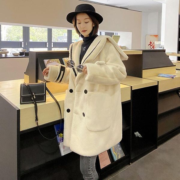 

women's fur & faux coats woman winter 2021 coat teddy women natural, Black