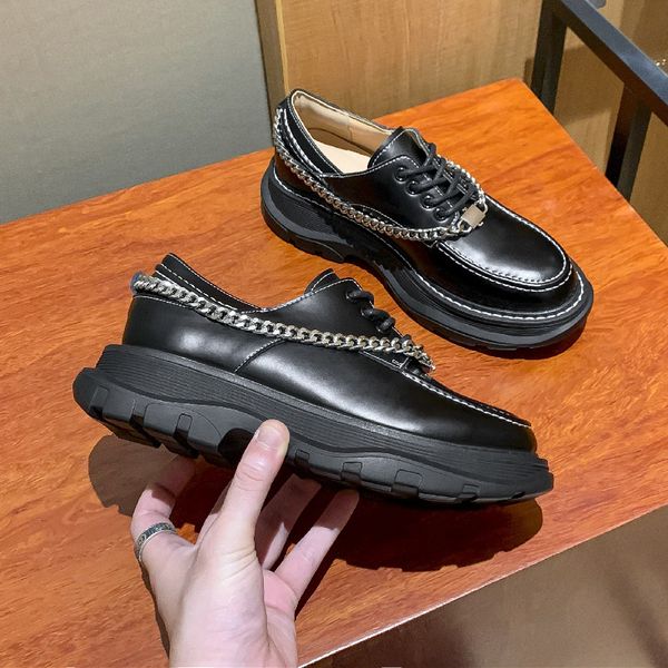 

sandals platform shoes for women chunky women's spring footwear leather metal pumps heel woman party lace up heels sneakers wrpm, Black
