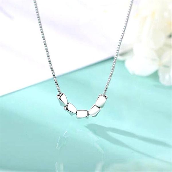 

chains 2021 lucky bean choker necklace silver color small irregular smooth box chain women student simple forest jewelry gift