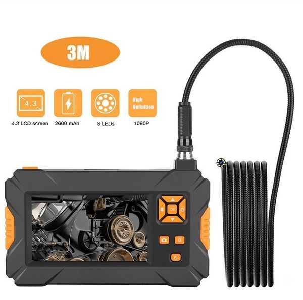 

handheld endoscope 4.3inch hd 1080p display screen ip67 industrial borescope built-in 8pcs adjustable leds lights ip cameras
