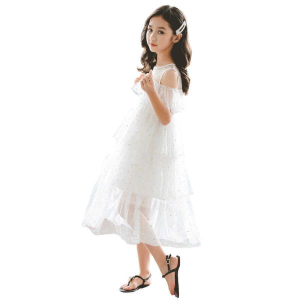 3-15 età ragazze estate drin bambini più grandi nuova versione coreana maglia straplprinccake abiti abbigliamento di qualità lass wear