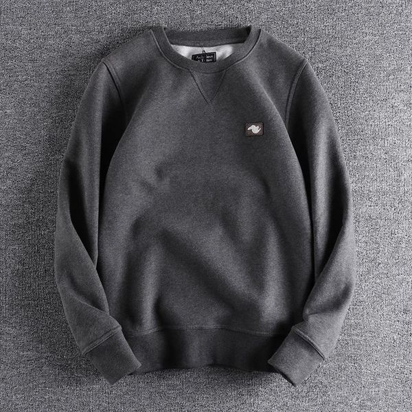 

men's hoodies & sweatshirts autumn and winter classic round neck long sleeve plush thickened warm comfortable pullover coat 385, Black