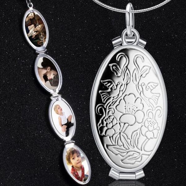 

rose flower expanding po locket necklaces & pendant chocker necklace put 4 pos fashion jewelry for women, Silver