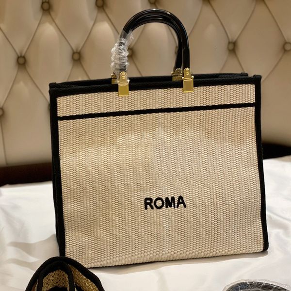 

fashion straw shopping bag women tote handbag classsic cross over package high-capacity crochet wide shoulder starp