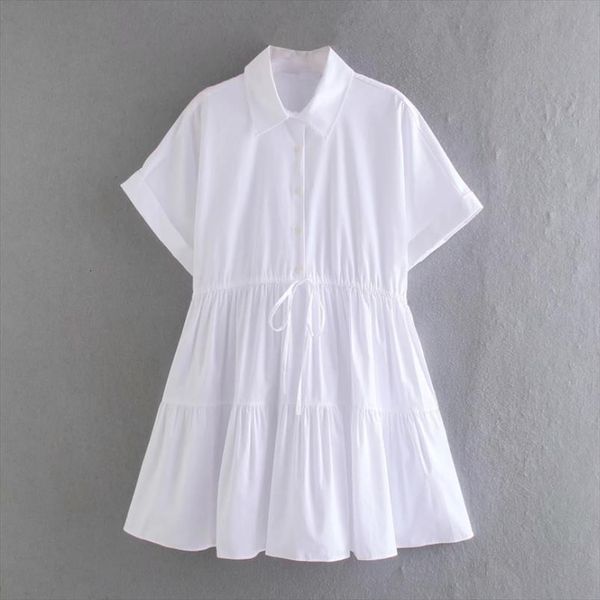 

spring waist drawstring white women dresses shirtwaist short sleeve clothes casual lady loose vestido d7335, Black;gray